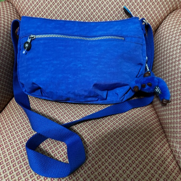 Kipling Royal Blue Bag with Monkey Keychain - Picture 2 of 6